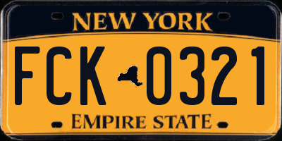 NY license plate FCK0321