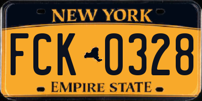 NY license plate FCK0328