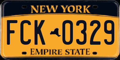 NY license plate FCK0329