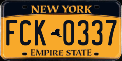 NY license plate FCK0337