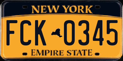 NY license plate FCK0345