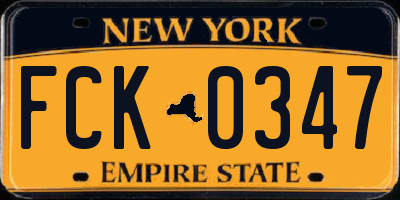 NY license plate FCK0347