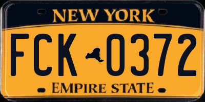 NY license plate FCK0372