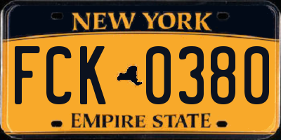 NY license plate FCK0380