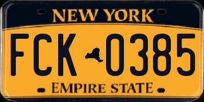 NY license plate FCK0385