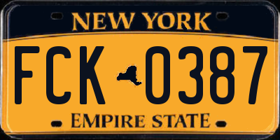 NY license plate FCK0387