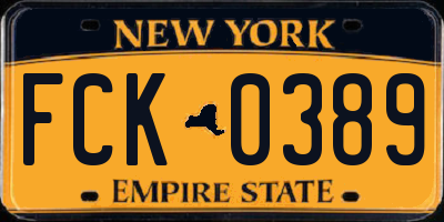 NY license plate FCK0389
