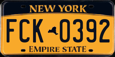 NY license plate FCK0392