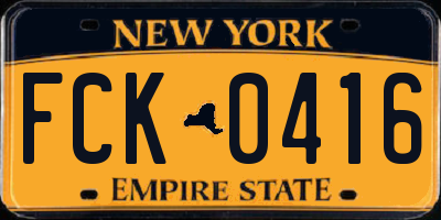 NY license plate FCK0416