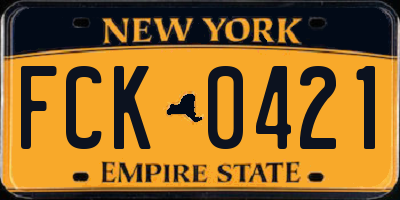 NY license plate FCK0421