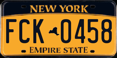 NY license plate FCK0458