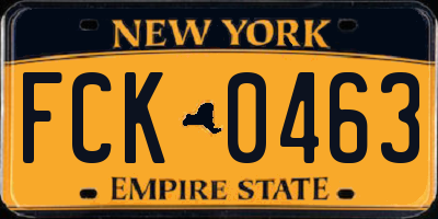 NY license plate FCK0463