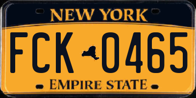 NY license plate FCK0465