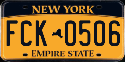 NY license plate FCK0506