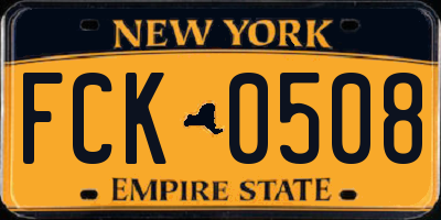 NY license plate FCK0508