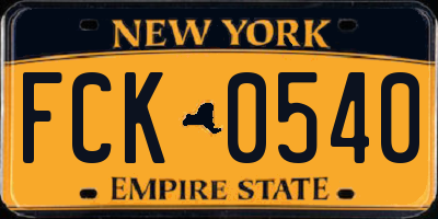 NY license plate FCK0540