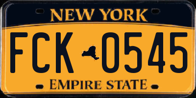 NY license plate FCK0545
