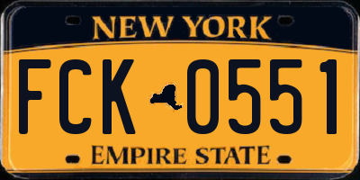 NY license plate FCK0551