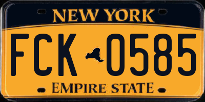 NY license plate FCK0585