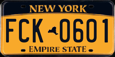 NY license plate FCK0601