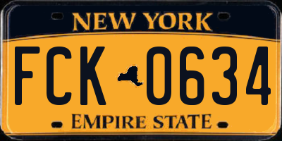NY license plate FCK0634