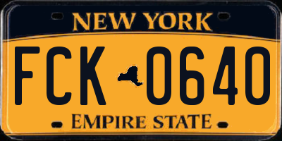 NY license plate FCK0640