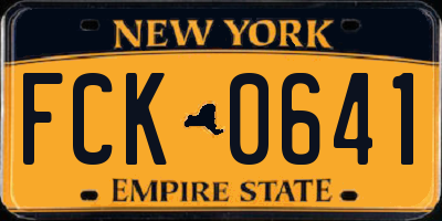 NY license plate FCK0641