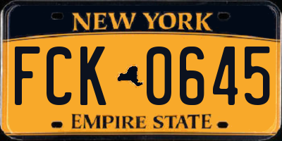 NY license plate FCK0645