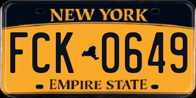 NY license plate FCK0649
