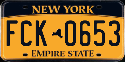 NY license plate FCK0653