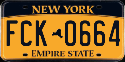NY license plate FCK0664