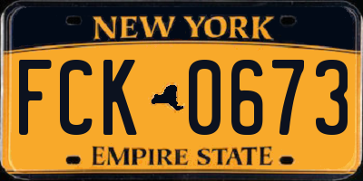 NY license plate FCK0673