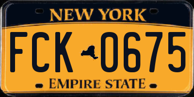 NY license plate FCK0675
