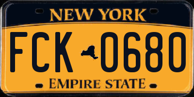 NY license plate FCK0680