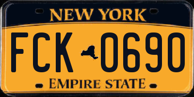 NY license plate FCK0690