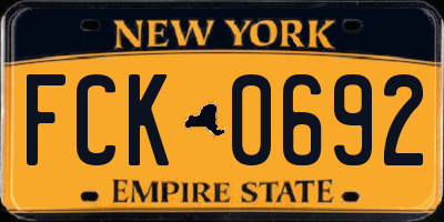 NY license plate FCK0692