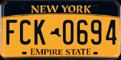 NY license plate FCK0694
