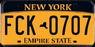 NY license plate FCK0707