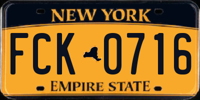 NY license plate FCK0716