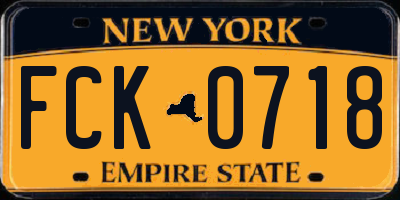 NY license plate FCK0718