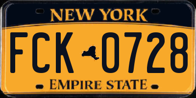 NY license plate FCK0728