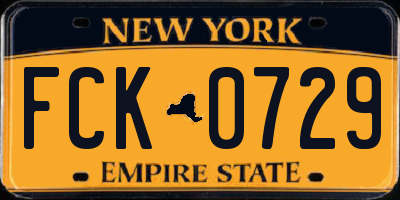 NY license plate FCK0729