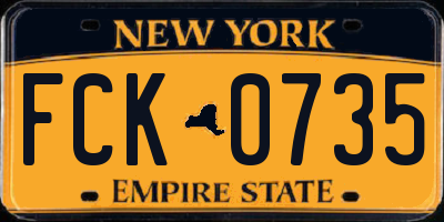 NY license plate FCK0735