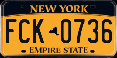 NY license plate FCK0736