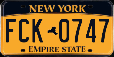 NY license plate FCK0747