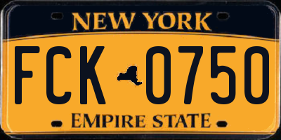 NY license plate FCK0750
