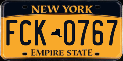 NY license plate FCK0767