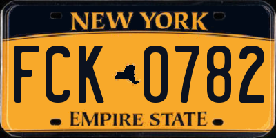 NY license plate FCK0782