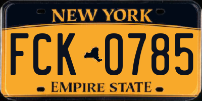 NY license plate FCK0785