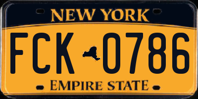 NY license plate FCK0786